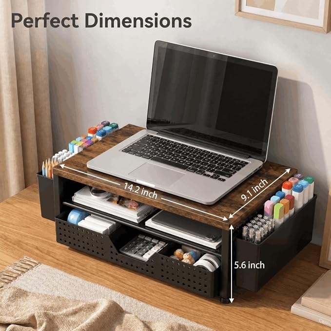 ECOLOVI Desk Organizer and Accessories, 2-Tier Computer Monitor Stand Rise - Image 2