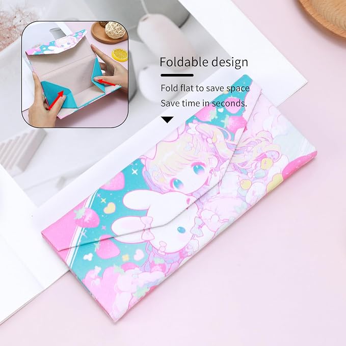Foldable Glasses Case, Magnetic PU Leahter Sunglasses Case, Cute Hard Shell - Image 4