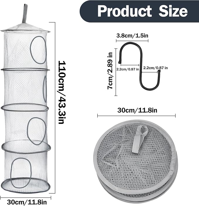 2PCS Hanging Mesh Storage Net, 4 Tier Stuffed Animal Storage - Image 5