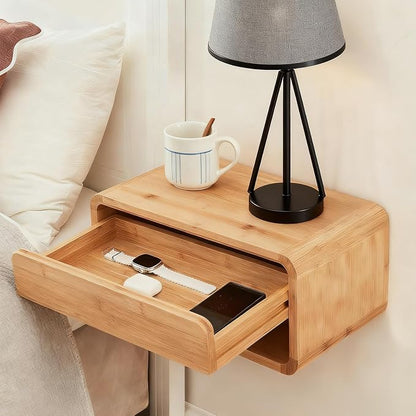 Bamboo Floating Nightstand by Unknown