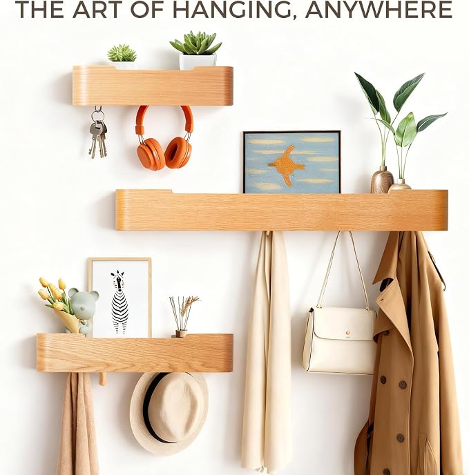 Wall Coat Rack Floating Shelves Modern Coat Rack Wall Mount - Image 3