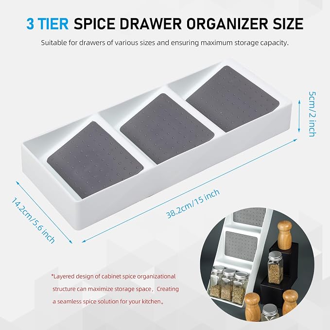 Kitchen Drawer Organizer, 2 Pack, Pantry Organizers and Storage, Spice Rack - Image 2