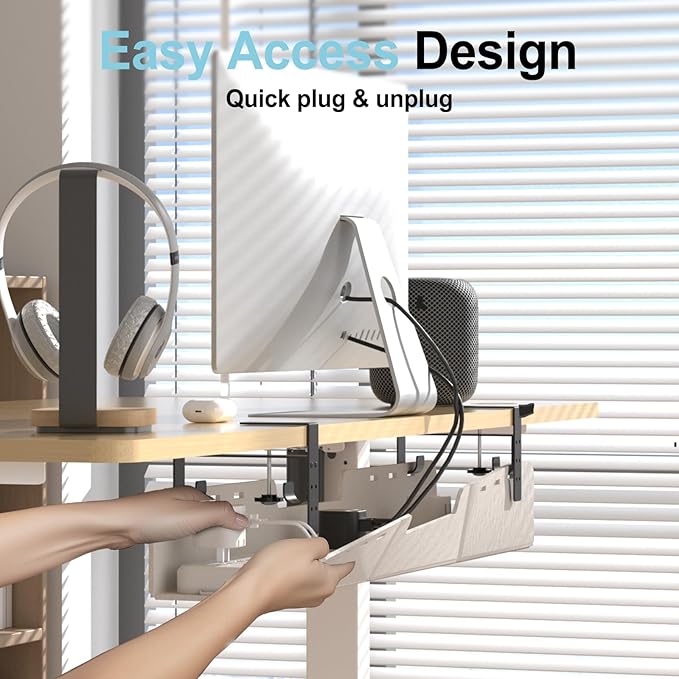 Under Desk Cable Management Tray, No-Drill Upgraded Thickened Felt Cord - Image 3