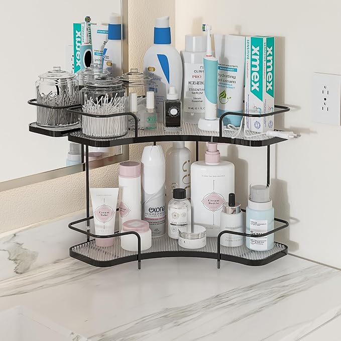 FOLLOWIN 2 Tier Bathroom Countertop Corner Organizer, Countertop Perfume Tray - Image 8