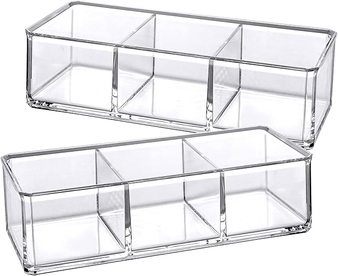 Amazing Abby - Glamour - 2-Pack Acrylic 3-Compartment Makeup Organizer - Image 3