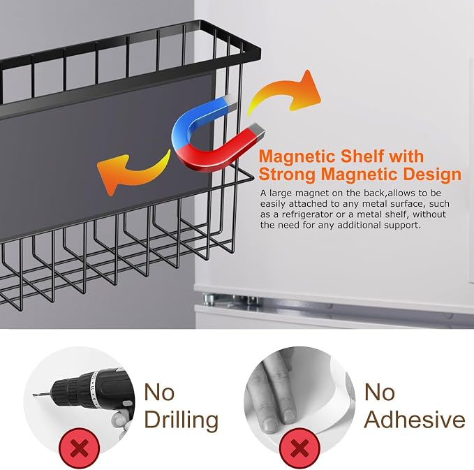 2 Pack Magnetic Wire Storage Baskets, Metal Strong Magnet Hanging Wire Storage - Image 2