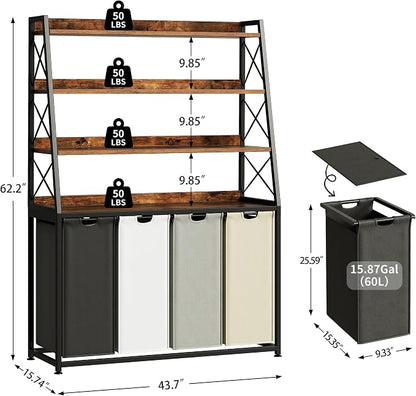 Herture Laundry Basket, 4 Section Laundry Hamper - Image 3