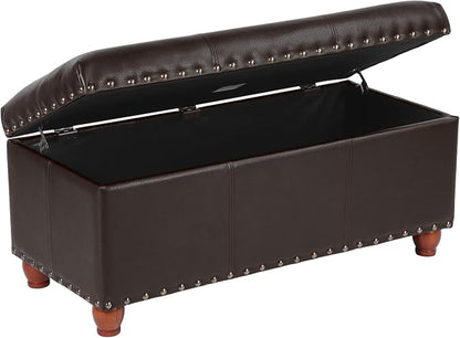 HomePop 40" Faux Leather Storage Cocktail Bench - Image 8