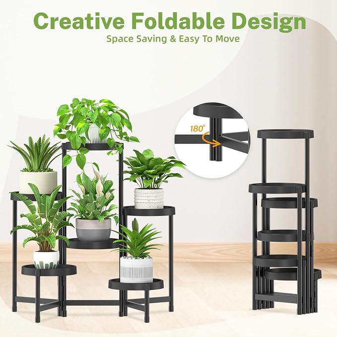 iDavosic.ly 6 Tier Folding Plant Stand Indoor Outdoor - Image 3