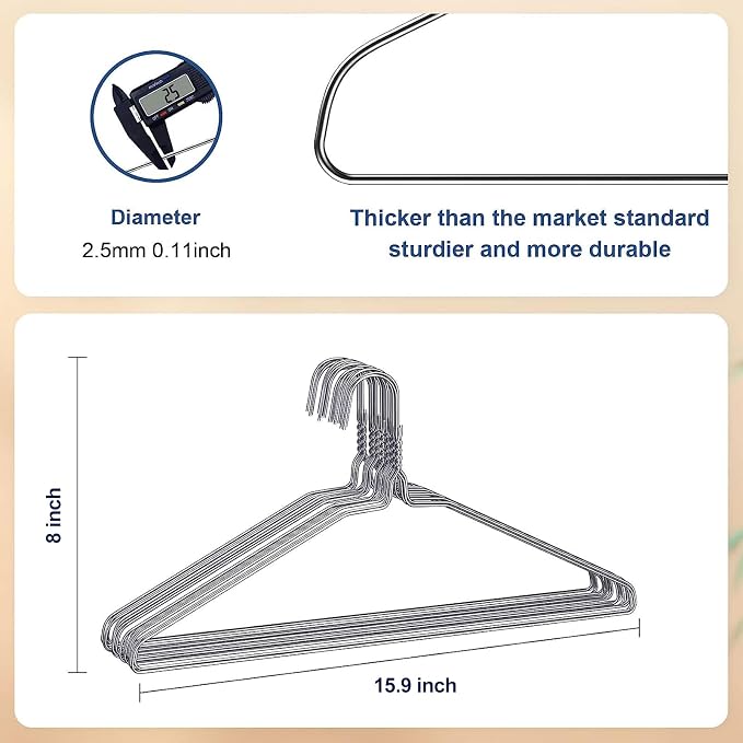 SPECILITE Wire Metal Clothes Hangers Bulk 100 Pack - Image 3