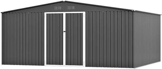 14 x 12 FT Outdoor Storage Shed, Heavy-Duty Galvanized Steel Tool Shed - Image 8