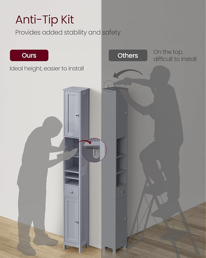 VASAGLE Tall Bathroom Cabinet, Slim Freestanding Bathroom Storage Cabinet - Image 7