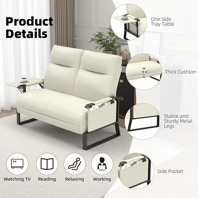 Faux Leather Loveseat, Upholstered Loveseat - Image 8