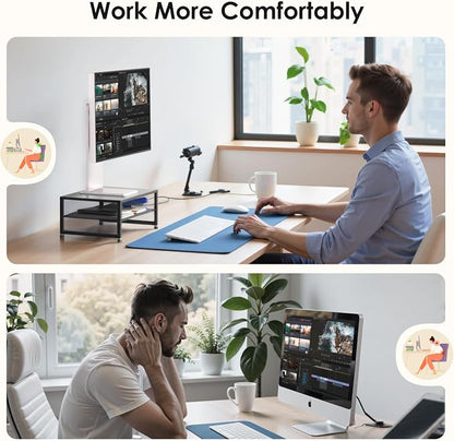 Desk Organizers and Accessories, 2-Tier Metal Computer Monitor Stand Riser - Image 7