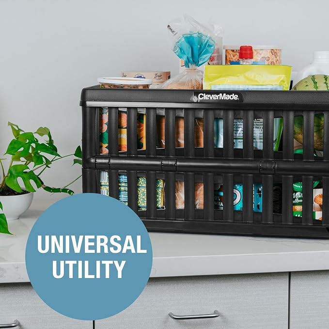 CleverMade Collapsible Utility Crates, 3 Pack, Obsidian | Each crate carries 66 - Image 7