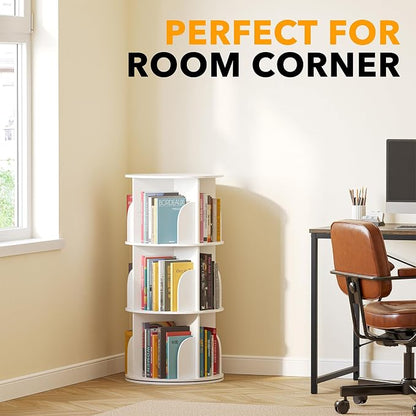 SpaceAid 3 Tier Rotating Bookshelf Tower, Spinning Bookcase Lazy Susan - Image 5
