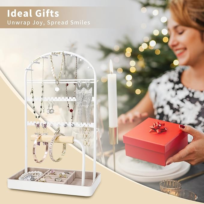Multi-Functional Jewelry Holder Organizer Necklace Display Stand Velvet Lined - Image 7