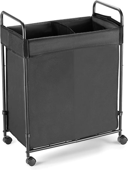 100L Laundry Hamper with Wheels, Rolling Laundry Sorter Cart with Metal Frame by SweetBin
