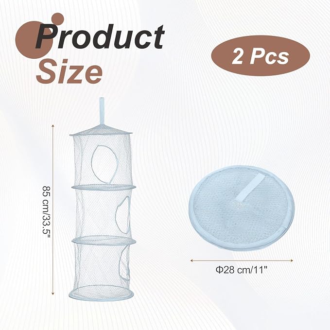 uxcell 2Pcs Mesh Hanging Storage Basket, Light Blue - Image 2