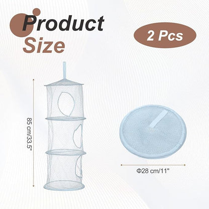 uxcell 2Pcs Mesh Hanging Storage Basket, Light Blue - Image 2