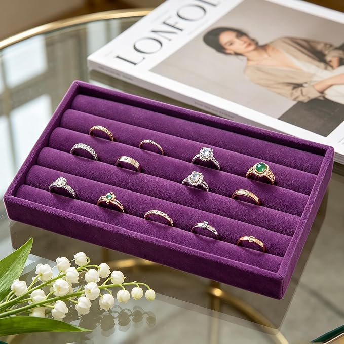 Velvet Jewelry Trays for Drawers, 8 Rolls | Stackable Jewelry Drawer Organizer - Image 5