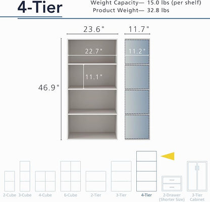 Homes: Inside + Out Apexa 4-Tier Cube Storage Organizer Shelves, Stackable Wood - Image 3