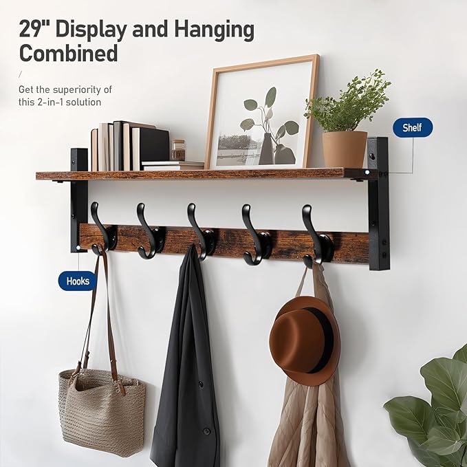 Tatub 29" Rustic Coat Rack Wall Mount - Image 2