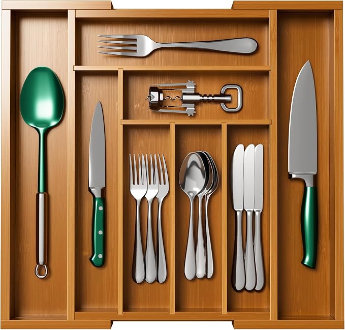 Pipishell Bamboo Expandable Drawer Organizer - Image 7