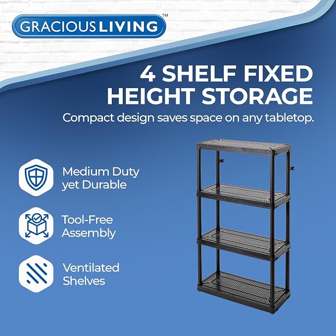 Gracious Living 4 Shelf Fixed Height Ventilated Medium Duty Storage Unit 14 x - Image 3