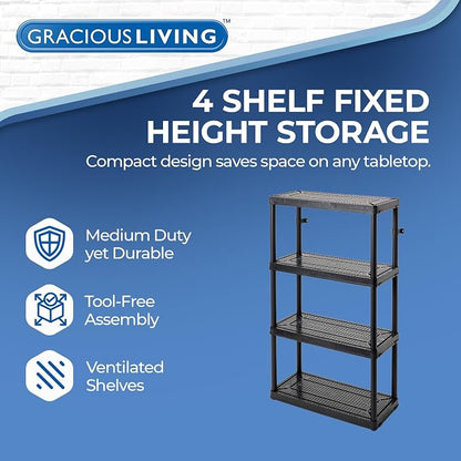 Gracious Living 4 Shelf Fixed Height Ventilated Medium Duty Storage Unit 14 x - Image 3