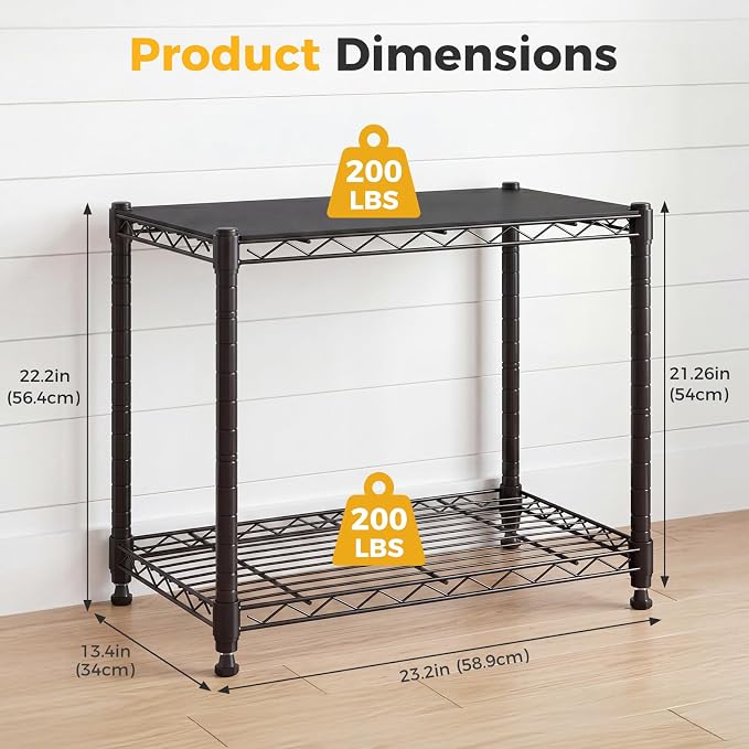 NEWBULIG 2-Tier Wire Storage Shelves, 200 lbs Heavy Duty Steel Rack, tool-free - Image 2