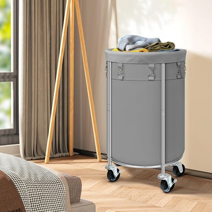 Laundry Hamper with Wheels, 100L Round Rolling Laundry Basket Sorter with - Image 3