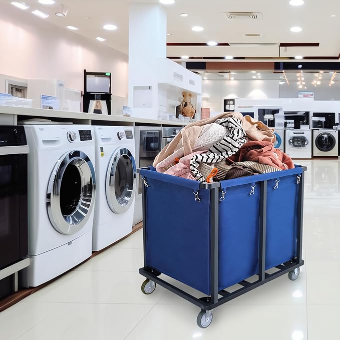 Commercial Laundry Cart with Wheels, 400L Blue | 600 lbs Industrial Laundry Cart - Image 6