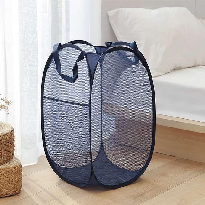 2 Pack Foldable Mesh Popup Laundry Hamper, Laundry Basket Easy to Open and Fold - Image 7