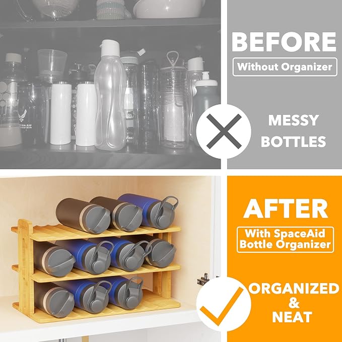SpaceAid Bamboo Water Bottle Organizer - Image 2