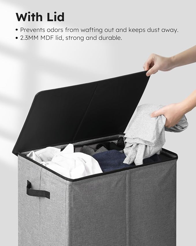 SOLEDI Laundry Hamper with Lid 130L Large & Tall Collapsible Laundry Basket - Image 5