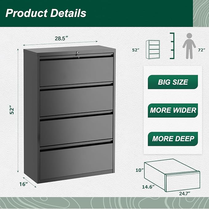 Bonusall 4 Drawer Lateral File Cabinet - Image 3
