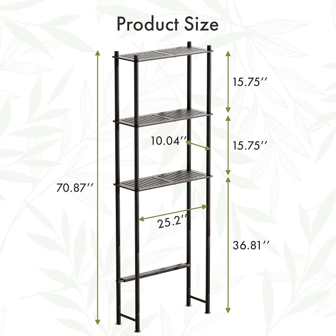 AmazerBath Bamboo Over The Toilet Storage Shelf, 3-Tier Over Toilet Bathroom - Image 2