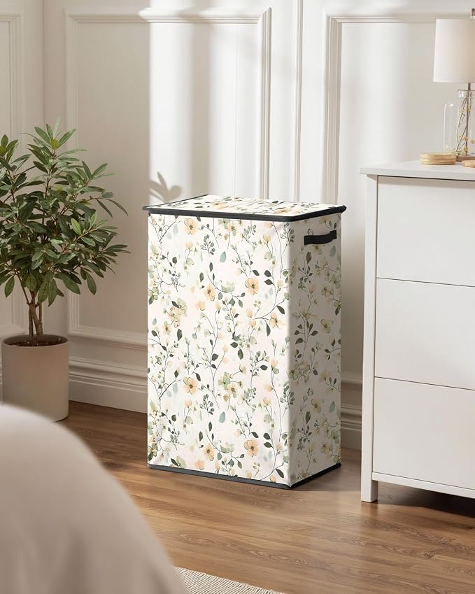 SOLEDI Laundry Hamper with Lid, 90L Tall & Large Floral Laundry Basket - Image 7