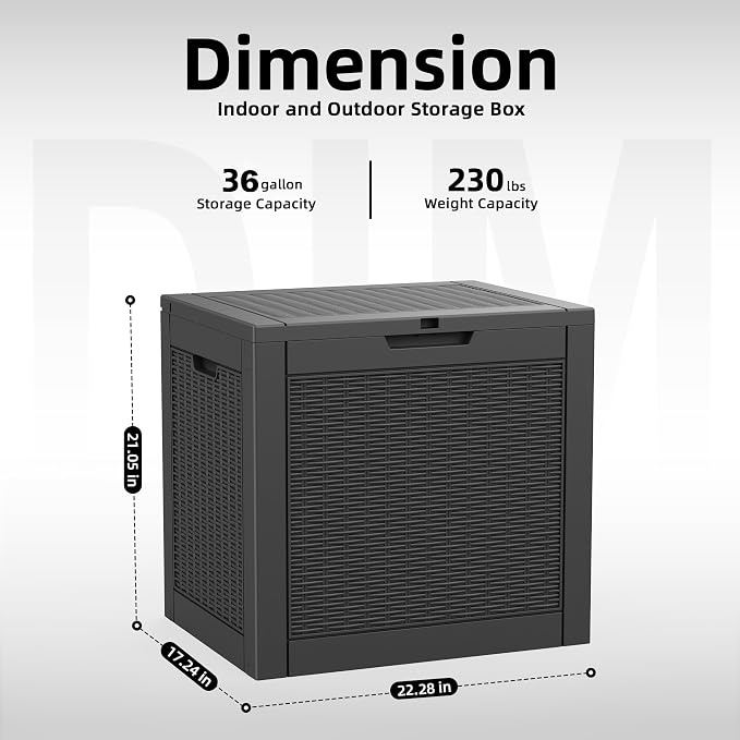 Vixzen 36 Gallon Deck Boxes Outdoor Waterproof, Lockable Resin Storage Box - Image 2