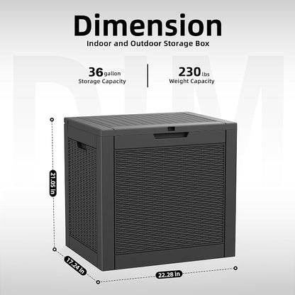 Vixzen 36 Gallon Deck Boxes Outdoor Waterproof, Lockable Resin Storage Box - Image 2