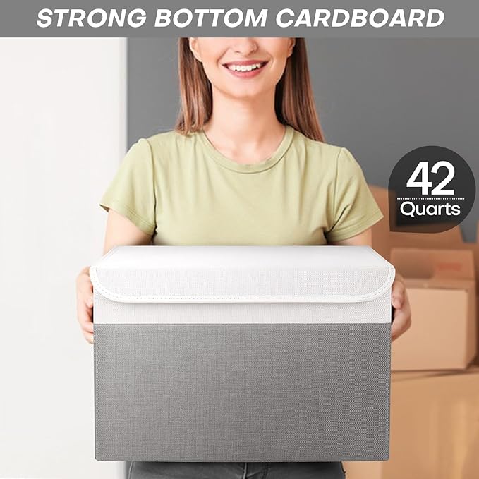 Large 17" 42 Quarts Collapsible Stackable Storage Bins - Image 6