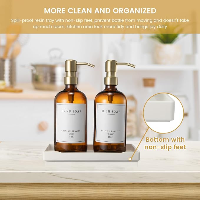 Glass Soap Dispenser for Kitchen, Farmhouse Dish & Hand Soap Dispenser Set - Image 5