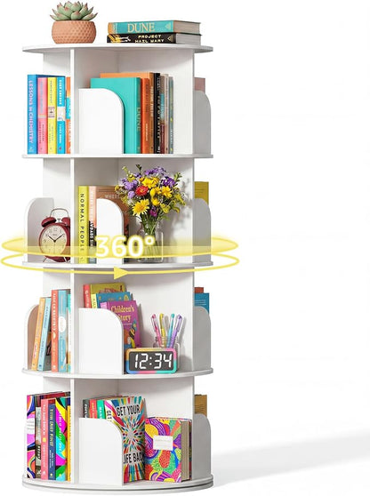 DUMOS 4 Tier Rotating Bookshelf Tower, Study Spinning Bookshelf by DumosLifestyle