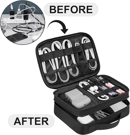 MATEIN Small Electronic Organizer Travel Case, Double Layer Cable Organizer | - Image 3