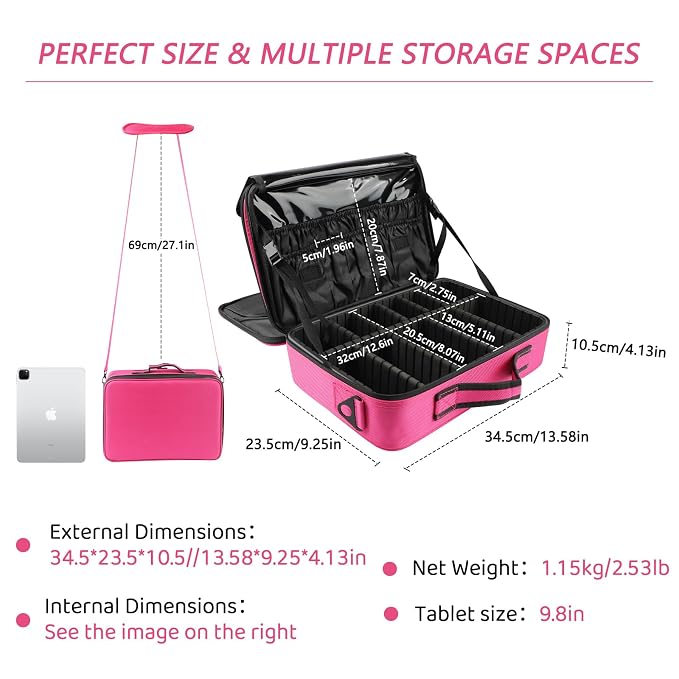 gzcz Travel Makeup Bag, Professional Cosmetic Bags - Image 2