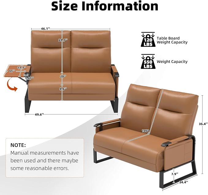 Faux Leather Loveseat, Upholstered Loveseat - Image 2