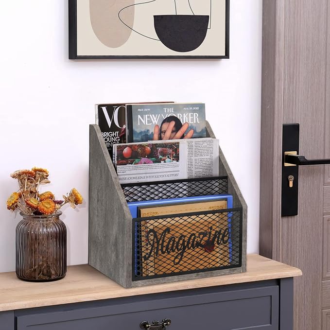 YINMIT Magazine Holder, Stepped 3 Tier Magazine Rack Floor, Magazine Storage - Image 5
