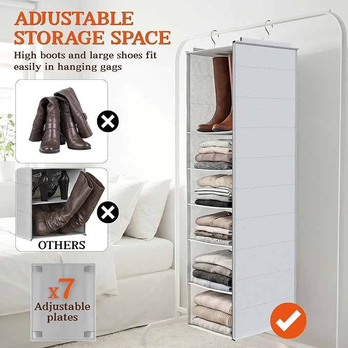 Deep Pocket Hanging Closet Organizer, 8 Tier Hanging Shoe Organizer | - Image 2