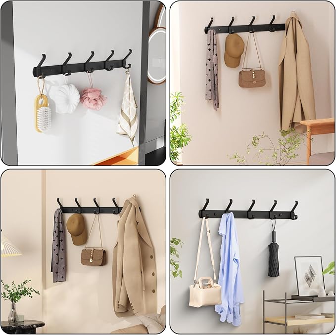 2 Pack Coat Rack Wall Mount, 17.3 in Wall Hooks - Image 7